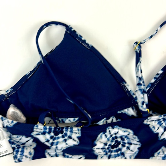 BCBG/Paris Navy Blue Tie Dye Wrap PillOn Bikini Top Adjustable Straps Large - Picture 7 of 9